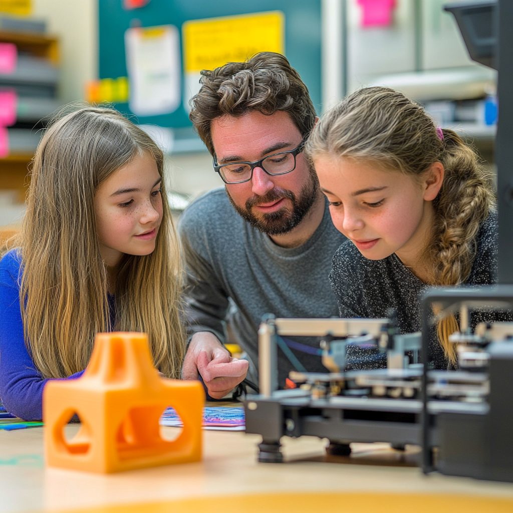 teacher students collaborating project using 3d printing technology2
